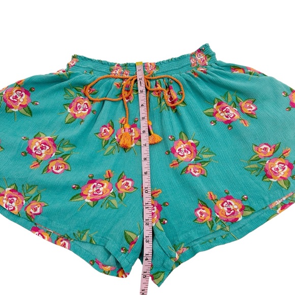 Matilda Jane Size XS Blue Multicolor Floral Tie Waist Long Walk Shorts - Picture 9 of 14